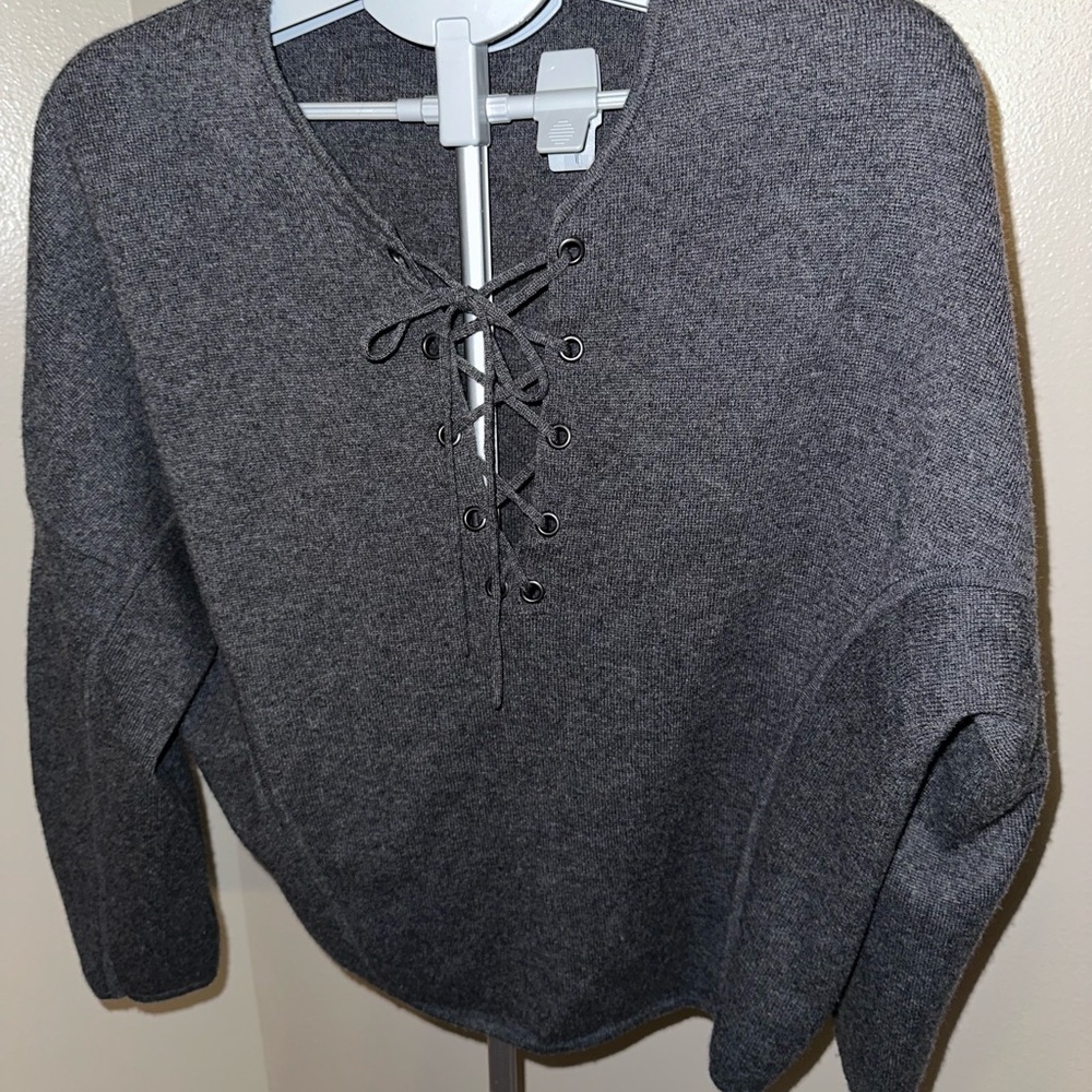 Vince Wool & Cashmere Lace-Up Sweater | Luxury Knit - Picture 3 of 8